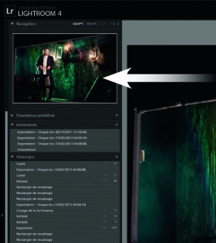 Le panneau Historique constitue un avantage important de Lightroom sur ses concurrents, au rang desquels figure le plug-in Camera Raw de Photoshop qui en est lui-même dépourvu.